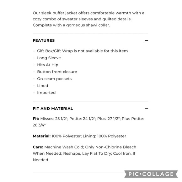 NWOT Talbots Sweater Sleeve Puffer Jacket Ivory Sz M - Picture 12 of 12